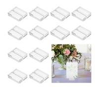 sourcing map 12 Pcs Acrylic Place Card Holders 1.2 Inch Clear Table Number Name Card Sign Holders Display Stand for Display Paper Game Piece Price Board Photos Memos Menus Labels, 30 x 25 mm