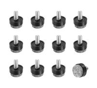 sourcing map 12 Pcs Adjustable Furniture Leg Levelers, M6x20x12mm Threaded Screw-in Leveling Feet Pad Floor Protector for Tables Cabinets Chairs Sofa Outdoor Furniture Feet, Black