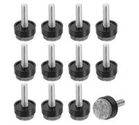 sourcing map 12 Pcs Adjustable Furniture Leg Levelers, M6x25x20mm Threaded Screw-in Leveling Feet Pad Floor Protector for Tables Cabinets Chairs Sofa Outdoor Furniture Feet, Black