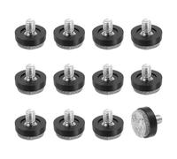 sourcing map 12 Pcs Adjustable Furniture Leg Levelers, M8x25x10mm Threaded Screw-in Leveling Feet Pad Floor Protector for Tables Cabinets Chairs Sofa Outdoor Furniture Feet, Black