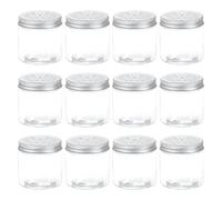 sourcing map 12 Pcs Aluminium Tins with Hollow Lids 6.8oz/200ml Empty Scent Beads Storage Container Round Refillable Spice Plastic Jars Sample for Air Freshener Candles Travel Storage