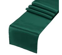 sourcing map 12 Pcs Dark Green Satin Table Runner 12" x 108" Romantic Silk Smooth Fabric Decorations for Wedding Dining Birthday Party (9ft)