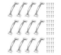 sourcing map 12 Pcs Door Handles, 120mm/4.7-inch Hardware Handle Pull with Screw Vintage Drawer Pulls Metal Curved Gate Handles for Furniture Cupboard Dresser Drawer Wardrobe, Silver