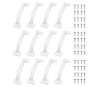 sourcing map 12 Pcs Door Handles, 120mm/4.7-inch Hardware Handle Pull with Screw Vintage Drawer Pulls Metal Curved Gate Handles for Furniture Cupboard Dresser Drawer Wardrobe, White