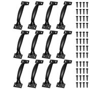 sourcing map 12 Pcs Door Handles, 120mm/4.7-inch Hardware Handle Pull with Screw Vintage Drawer Pulls Metal Curved Gate Handles for Furniture Cupboard Dresser Drawer Wardrobe, Black
