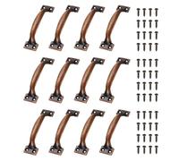 sourcing map 12 Pcs Door Handles, 120mm/4.7-inch Hardware Handle Pull with Screw Vintage Drawer Pulls Metal Curved Gate Handles for Furniture Cupboard Dresser Drawer Wardrobe, Red Bronze
