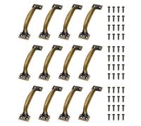 sourcing map 12 Pcs Door Handles, 120mm/4.7-inch Hardware Handle Pull with Screw Vintage Drawer Pulls Metal Curved Gate Handles for Furniture Cupboard Dresser Drawer Wardrobe, Green Bronze