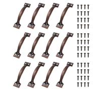sourcing map 12 Pcs Door Handles, 138mm/5.4-inch Hardware Handle Pull with Screw Vintage Drawer Pulls Metal Curved Gate Handles for Furniture Cupboard Dresser Drawer Wardrobe, Red Bronze