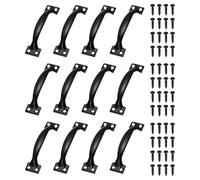 sourcing map 12 Pcs Door Handles, 98mm/3.9-inch Hardware Handle Pull with Screw Vintage Drawer Pulls Metal Curved Gate Handles for Furniture Cupboard Dresser Drawer Wardrobe, Black