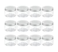 sourcing map 12 Pcs Empty Scent Beads Storage Container 4oz/120ml Air Freshener Tins Round Refillable Spice Containers Plastic Jars Sample for Travel Storage