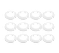 sourcing map 12 Pcs Flange Water Pipe Cover, 2.6"x 1.7"x 0.5" Plastic Round Escutcheon Pipe Collar Clip-on Pipe Cover Radiator Wall Split Flange for 40mm/1.57" Out Diameter Pipe Tube, White