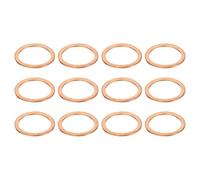 sourcing map 12 Pcs Flat Copper Washers, 19x24x1mm Copper Upgraded Flat Metric Sealing Crush Ring Washers for Hydraulic Fittings Screw Bolt Nut Electronic Repair