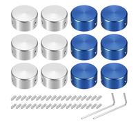 sourcing map 12 Pcs Footswitch Toppers Guitar Pedal Button Caps Metal Footswitch Top Cover 3/8" for Guitar Effects Pedal Buttons, Silver, Blue