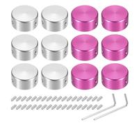 sourcing map 12 Pcs Footswitch Toppers Guitar Pedal Button Caps Metal Footswitch Top Cover 3/8" for Guitar Effects Pedal Buttons, Silver, Red