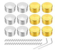 sourcing map 12 Pcs Footswitch Toppers Guitar Pedal Button Caps Metal Footswitch Top Cover 3/8" for Guitar Effects Pedal Buttons, Silver, Gold