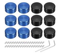 sourcing map 12 Pcs Footswitch Toppers Guitar Pedal Button Caps Metal Footswitch Top Cover 3/8" for Guitar Effects Pedal Buttons, Black, Blue
