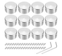 sourcing map 12 Pcs Footswitch Toppers Guitar Pedal Button Caps Metal Footswitch Top Cover 3/8" for Guitar Effects Pedal Buttons, Silver