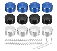 sourcing map 12 Pcs Footswitch Toppers Guitar Pedal Button Caps Metal Footswitch Top Cover 3/8" Multi-Color for Guitar Effects Pedal Buttons, Blue, Black, Silver