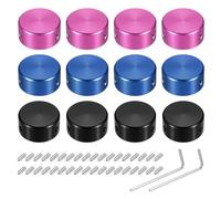 sourcing map 12 Pcs Footswitch Toppers Guitar Pedal Button Caps Metal Footswitch Top Cover 3/8" Multi-Color for Guitar Effects Pedal Buttons, Red, Black, Blue