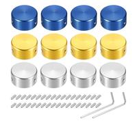 sourcing map 12 Pcs Footswitch Toppers Guitar Pedal Button Caps Metal Footswitch Top Cover 3/8" Multi-Color for Guitar Effects Pedal Buttons, Blue, Gold, Silver