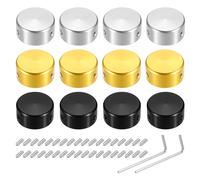 sourcing map 12 Pcs Footswitch Toppers Guitar Pedal Button Caps Metal Footswitch Top Cover 3/8" Multi-Color for Guitar Effects Pedal Buttons, Black, Gold, Silver
