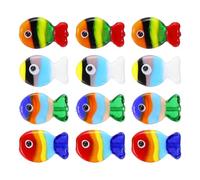 sourcing map 12 Pcs Glass Enamel Fish Beads, Handmade Lampworking Ocean Sea Animals Beads for Jewelry Making DIY Bracelet Necklace Craft, Multicolor