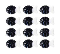 sourcing map 12 Pcs Glass Enamel Fish Beads, Handmade Lampworking Ocean Sea Animals Beads for Jewelry Making DIY Bracelet Necklace Craft, Black/White