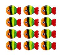 sourcing map 12 Pcs Glass Enamel Fish Beads, Handmade Lampworking Ocean Sea Animals Beads for Jewelry Making DIY Bracelet Necklace Craft, Black/Yellow/Green/Red