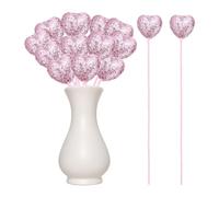 sourcing map 12 Pcs Glitter Heart Shaped Picks Puffy Foam Hearts Floral Sparkly Stick for Valentine's Day Wedding Decorations Home Vase Supplies Flower Arrangements Crafts (Pink, 3cm x 21cm)