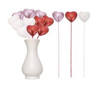 sourcing map 12 Pcs Glitter Heart Shaped Picks Puffy Foam Hearts Floral Sparkly Stick for Valentine's Day Wedding Decor Home Vase Supplies Flower Arrangements Craft (Red/Pink/White, 4cm x 22cm)