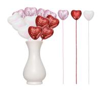 sourcing map 12 Pcs Glitter Heart Shaped Picks Puffy Foam Hearts Floral Sparkly Stick for Valentine's Day Wedding Decor Home Vase Supplies Flower Arrangements Craft (Red/Pink/White, 3cm x 21cm)
