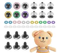 sourcing map 12 Pcs Glitter Safety Eyes, 25mm Plastic 3D Crochet Doll Eyes with Washers and Drawstring Bag for Puppet Bear DIY Crafts Stuffed Animals Making Supplies, 6 Colors