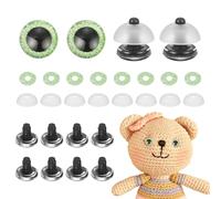 sourcing map 12 Pcs Glitter Safety Eyes, 25mm Plastic 3D Crochet Doll Eyes with Washers and Drawstring Bag for Puppet Bear DIY Crafts Stuffed Animals Making Supplies, Light Green