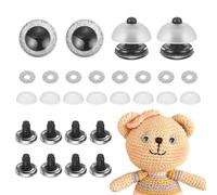 sourcing map 12 Pcs Glitter Safety Eyes, 25mm Plastic 3D Crochet Doll Eyes with Washers and Drawstring Bag for Puppet Bear DIY Crafts Stuffed Animals Making Supplies, Silver