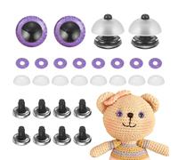 sourcing map 12 Pcs Glitter Safety Eyes, 25mm Plastic 3D Crochet Doll Eyes with Washers and Drawstring Bag for Puppet Bear DIY Crafts Stuffed Animals Making Supplies, Purple