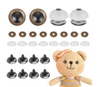 sourcing map 12 Pcs Glitter Safety Eyes, 30mm Plastic 3D Crochet Doll Eyes with Washers and Drawstring Bag for Puppet Bear DIY Crafts Stuffed Animals Making Supplies, Brown