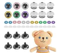 sourcing map 12 Pcs Glitter Safety Eyes, 35mm Plastic 3D Crochet Doll Eyes with Washers and Drawstring Bag for Puppet Bear DIY Crafts Stuffed Animals Making Supplies, 6 Colors