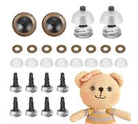 sourcing map 12 Pcs Glitter Safety Eyes, 9mm Plastic 3D Crochet Doll Eyes with Washers and Drawstring Bag for Puppet Bear DIY Crafts Stuffed Animals Making Supplies, Brown