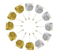 sourcing map 12 Pcs Groom Boutonnieres Rose Boutonnieres Pins for Men Wedding Ceremony Anniversary Formal Dinner Party Silver Gray/Gold