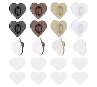 sourcing map 12 Pcs Heart Phone Charm Hook, Adhesive Cell Phone Charm Holder Metal Finger Grip Loop for DIY Case Pad Tablet, 16mm, Light Brown/Brown/White/Black
