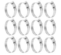 sourcing map 12 Pcs Hose Clamp 1-9/16"-2-1/2" (40-63mm) 304 Stainless Steel Adjustable Worm Gear Hose Clamp with Phillips Screw Assortment Kit for Fuel Line Pipe Plumbing Automotive Tube