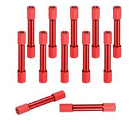 sourcing map 12 Pcs M3 x 40mm Knurled Aluminum Standoff Double-Head Spacer Column for FPV Drone RC Airplane Racing Car Simracing, Red