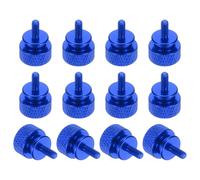 sourcing map 12 Pcs M3 x 7mm Knurled Thumb Screw Computer Case Threaded Hand Tighten Screws Aluminum Alloy for PC Case, Deep Blue