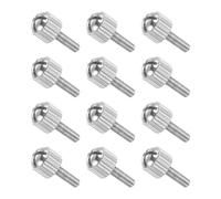 sourcing map 12 Pcs M3x10mm PC Computer Case Thumbscrews, Carbon Steel Nickel Plated Knurled Thumb Screws Bolts Fasteners for Computer Cover, Motherboard, Fan, Power Supply, Silver