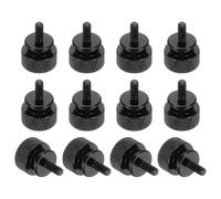 sourcing map 12 Pcs M3x7mm Knurled Thumb Screw Computer Case Threaded Hand Tighten Screws Aluminum Alloy for PC Case, Black