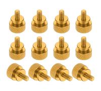 sourcing map 12 Pcs M4 x 7mm Knurled Thumb Screw Computer Case Threaded Hand Tighten Screws Aluminum Alloy for PC Case, Gold