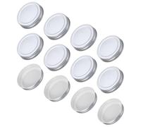 sourcing map 12 Pcs Mason Jar Lids, Colored Tinplate Canning Lids with Label for Regular Mouth Mason Jar for Fermenting Pickling Meal Prep Freezing, Preserving, Silver(70mm)