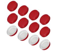 sourcing map 12 Pcs Mason Jar Lids, Colored Tinplate Canning Lids with Label for Regular Mouth Mason Jar for Fermenting Pickling Meal Prep Freezing, Preserving, Red(70mm)