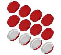 sourcing map 12 Pcs Mason Jar Lids, Colored Tinplate Canning Lids with Label for Regular Mouth Mason Jar for Fermenting Pickling Meal Prep Freezing, Preserving, Red(86mm)