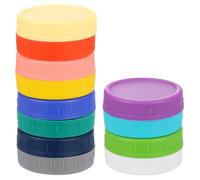 sourcing map 12 Pcs Mason Jar Lids, Regular Mouth Plastic Lids with Silicone Rings, Food Storage Caps Jar Lids for Mason Canning Ball Jar